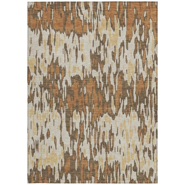 Homeroots 3' Washable Brown Beige And Gray Striped Area Rug For Indoor And Outdoor High Traffic Spaces 10' X 14' Polyester 596667