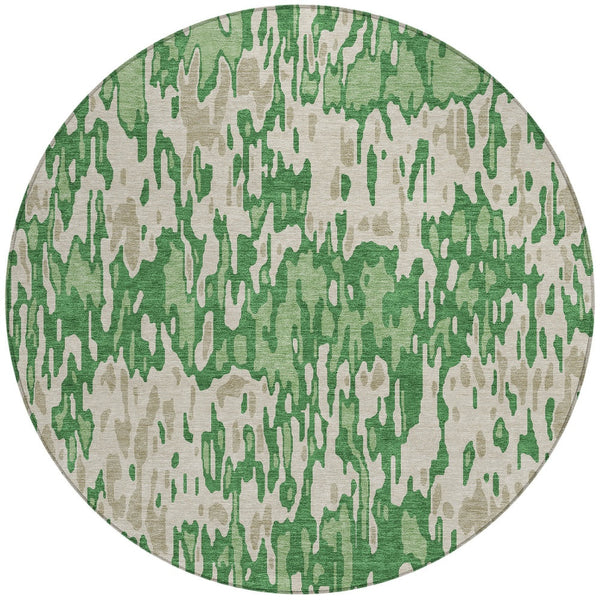 Homeroots 3' Washable Brown Beige And Gray Striped Area Rug For Indoor And Outdoor High Traffic Spaces 8' Round Polyester 596670