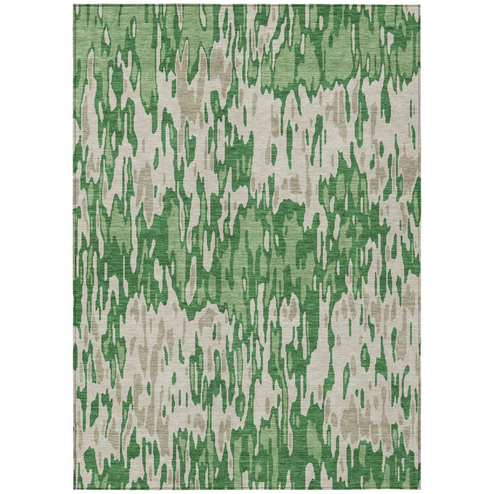 HomeRoots 9' Stylish Green and Gray Striped Washable Area Rug for Indoor and Outdoor High-Traffic Spaces 596672