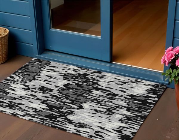 Homeroots 3' Washable Brown Beige And Gray Striped Area Rug For Indoor And Outdoor High Traffic Spaces 3' X 5' Polyester 596674