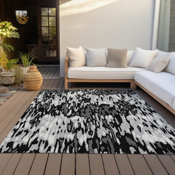 Homeroots 3' Washable Brown Beige And Gray Striped Area Rug For Indoor And Outdoor High Traffic Spaces 3' X 5' Polyester 596674