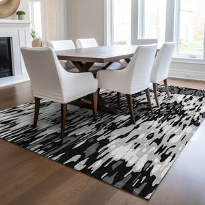 Homeroots 3' Washable Brown Beige And Gray Striped Area Rug For Indoor And Outdoor High Traffic Spaces 3' X 5' Polyester 596674