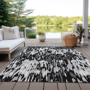 Homeroots 3' Washable Brown Beige And Gray Striped Area Rug For Indoor And Outdoor High Traffic Spaces 3' X 5' Polyester 596674