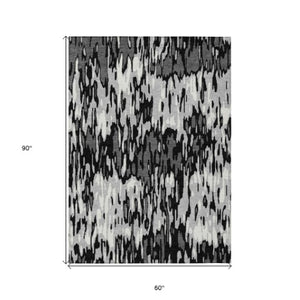 Homeroots 3' Washable Brown Beige And Gray Striped Area Rug For Indoor And Outdoor High Traffic Spaces 5' X 8' Polyester 596675