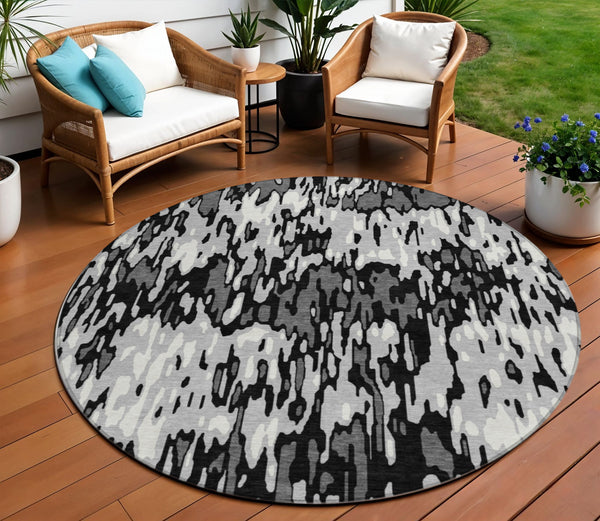 Homeroots 3' Washable Brown Beige And Gray Striped Area Rug For Indoor And Outdoor High Traffic Spaces 8' Round Polyester 596676