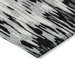 Homeroots 3' Washable Brown Beige And Gray Striped Area Rug For Indoor And Outdoor High Traffic Spaces 9' X 12' Polyester 596678