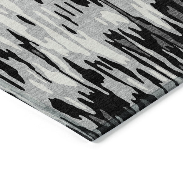 Homeroots 3' Washable Brown Beige And Gray Striped Area Rug For Indoor And Outdoor High Traffic Spaces 9' X 12' Polyester 596678