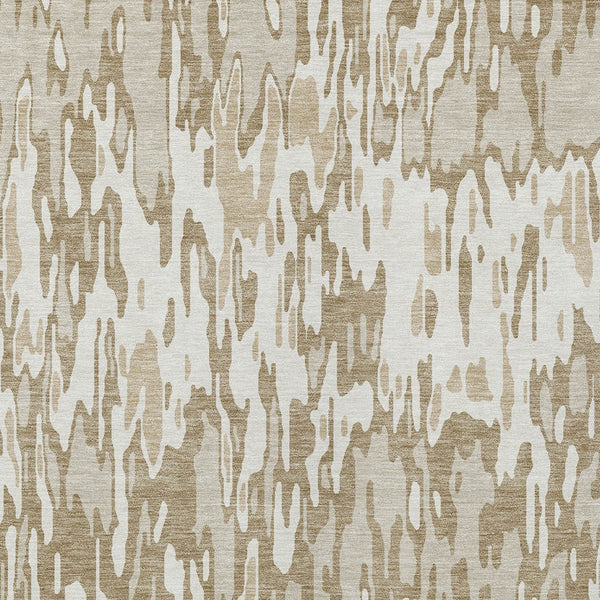 Homeroots 3' Washable Brown Beige And Gray Striped Area Rug For Indoor And Outdoor High Traffic Spaces 5' X 8' Polyester 596681