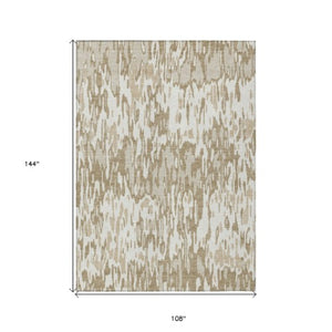 Homeroots 3' Washable Brown Beige And Gray Striped Area Rug For Indoor And Outdoor High Traffic Spaces 9' X 12' Polyester 596684