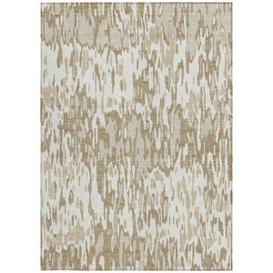 Homeroots 3' Washable Brown Beige And Gray Striped Area Rug For Indoor And Outdoor High Traffic Spaces 10' X 14' Polyester 596685