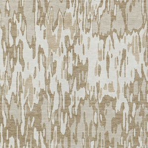 Homeroots 3' Washable Brown Beige And Gray Striped Area Rug For Indoor And Outdoor High Traffic Spaces 10' X 14' Polyester 596685