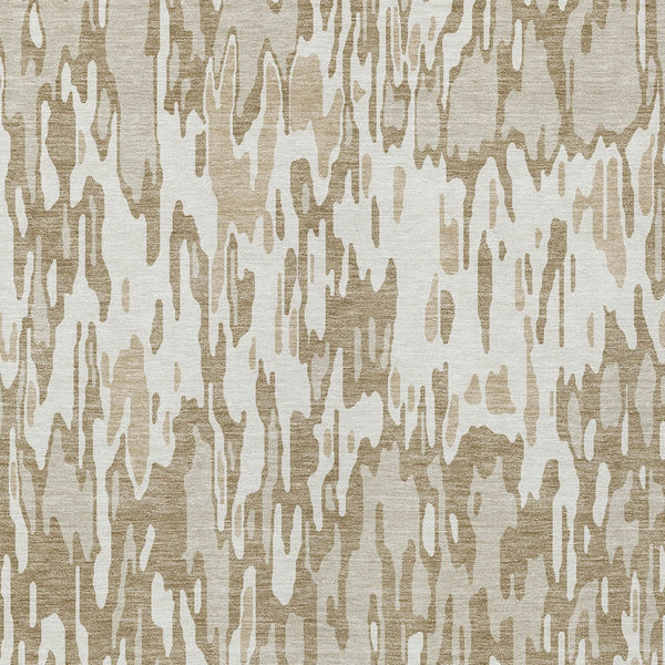 Homeroots 3' Washable Brown Beige And Gray Striped Area Rug For Indoor And Outdoor High Traffic Spaces 10' X 14' Polyester 596685