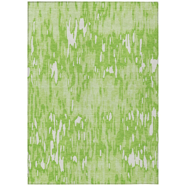HomeRoots 5' Vibrant Lime Green and Ivory Striped Washable Area Rug for Indoor and Outdoor Spaces, Durable & Stylish 5' X 8' 596687