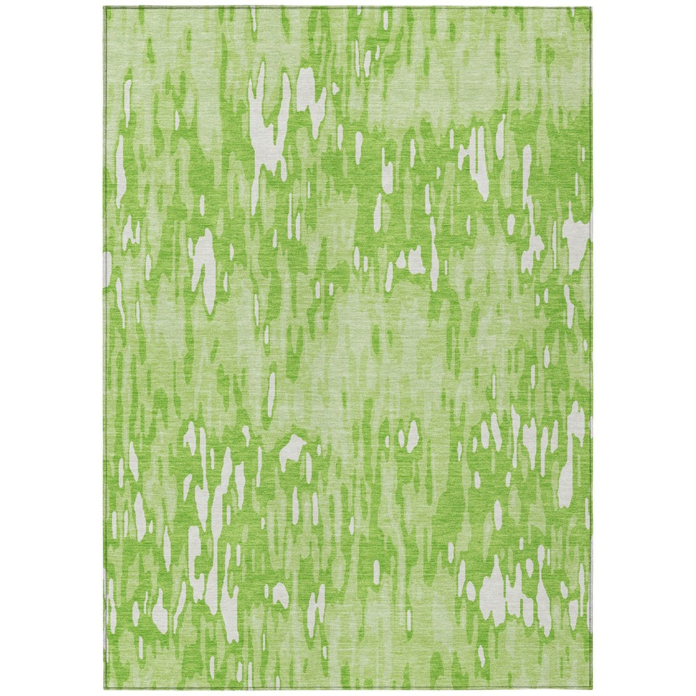 HomeRoots 9' X 12' Lime Green Striped Washable Area Rug - Durable, Stylish, Perfect for Indoor & Outdoor Use! 596690