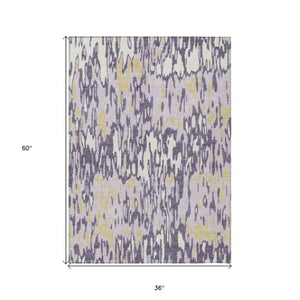 Homeroots 3' Washable Brown Beige And Gray Striped Area Rug For Indoor And Outdoor High Traffic Spaces 3' X 5' Polyester 596692