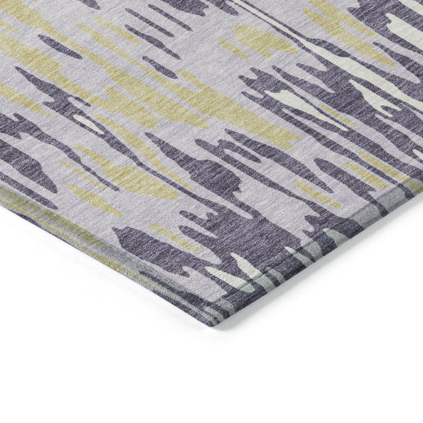 Homeroots 3' Washable Brown Beige And Gray Striped Area Rug For Indoor And Outdoor High Traffic Spaces 3' X 5' Polyester 596692
