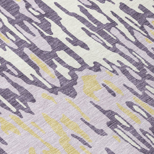 Homeroots 3' Washable Brown Beige And Gray Striped Area Rug For Indoor And Outdoor High Traffic Spaces 5' X 8' Polyester 596693