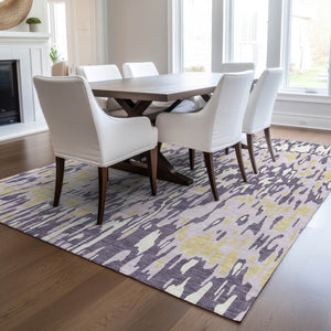 Homeroots 3' Washable Brown Beige And Gray Striped Area Rug For Indoor And Outdoor High Traffic Spaces 5' X 8' Polyester 596693