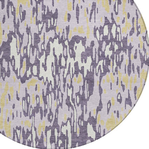 Homeroots 3' Washable Brown Beige And Gray Striped Area Rug For Indoor And Outdoor High Traffic Spaces 8' Round Polyester 596694