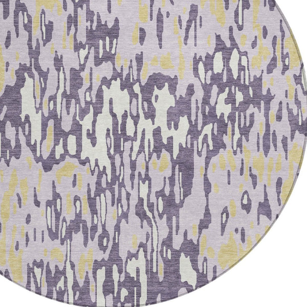 Homeroots 3' Washable Brown Beige And Gray Striped Area Rug For Indoor And Outdoor High Traffic Spaces 8' Round Polyester 596694