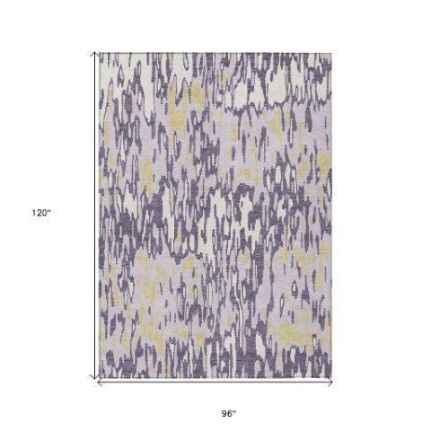 Homeroots 3' Washable Brown Beige And Gray Striped Area Rug For Indoor And Outdoor High Traffic Spaces 8' X 10' Polyester 596695