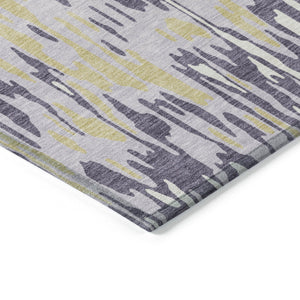 Homeroots 3' Washable Brown Beige And Gray Striped Area Rug For Indoor And Outdoor High Traffic Spaces 8' X 10' Polyester 596695