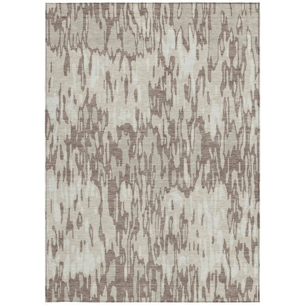 Homeroots 3' Washable Brown Beige And Gray Striped Area Rug For Indoor And Outdoor High Traffic Spaces 3' X 5' Polyester 596698