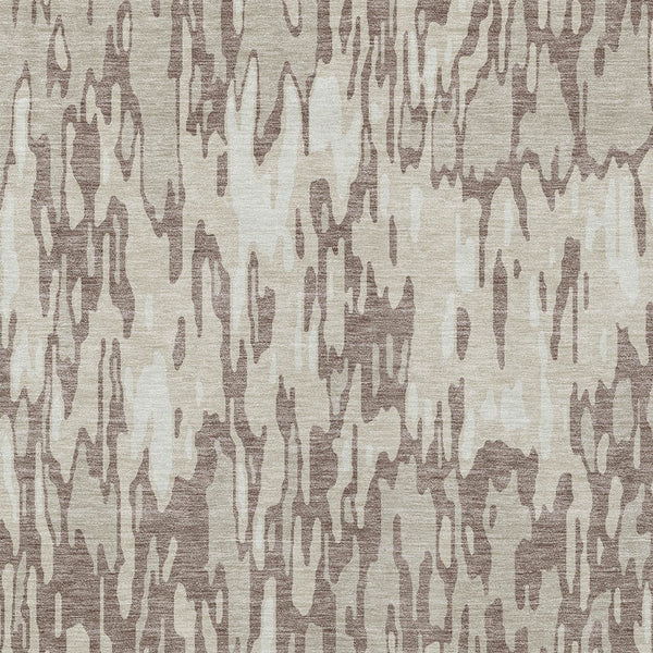 Homeroots 3' Washable Brown Beige And Gray Striped Area Rug For Indoor And Outdoor High Traffic Spaces 5' X 8' Polyester 596699