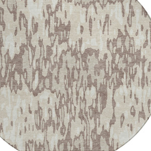 Homeroots 3' Washable Brown Beige And Gray Striped Area Rug For Indoor And Outdoor High Traffic Spaces 8' Round Polyester 596700