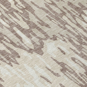 Homeroots 3' Washable Brown Beige And Gray Striped Area Rug For Indoor And Outdoor High Traffic Spaces 8' Round Polyester 596700