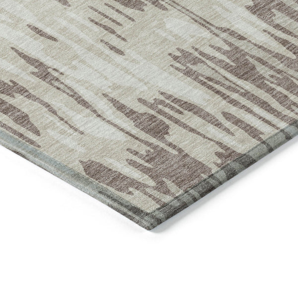 Homeroots 3' Washable Brown Beige And Gray Striped Area Rug For Indoor And Outdoor High Traffic Spaces 8' X 10' Polyester 596701