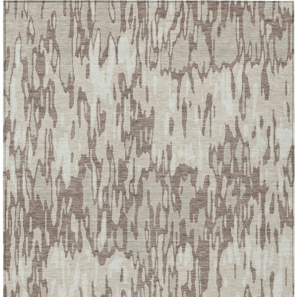 Homeroots 3' Washable Brown Beige And Gray Striped Area Rug For Indoor And Outdoor High Traffic Spaces 9' X 12' Polyester 596702