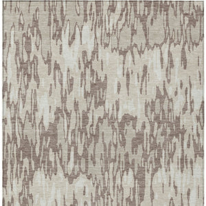 Homeroots 3' Washable Brown Beige And Gray Striped Area Rug For Indoor And Outdoor High Traffic Spaces 10' X 14' Polyester 596703