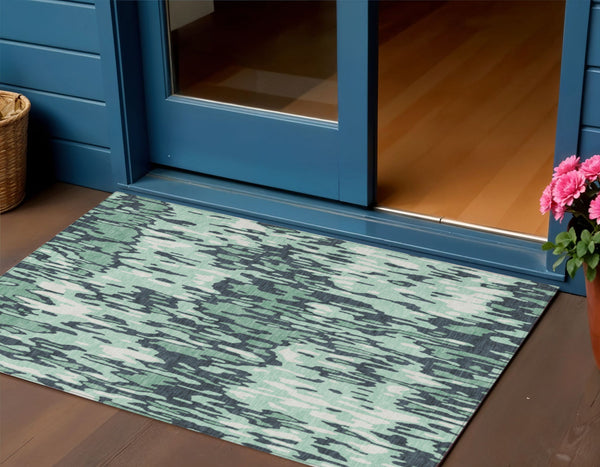 Homeroots 3' Washable Brown Beige And Gray Striped Area Rug For Indoor And Outdoor High Traffic Spaces 3' X 5' Polyester 596704