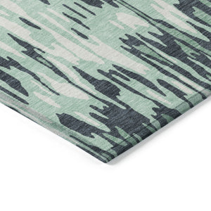 Homeroots 3' Washable Brown Beige And Gray Striped Area Rug For Indoor And Outdoor High Traffic Spaces 3' X 5' Polyester 596704