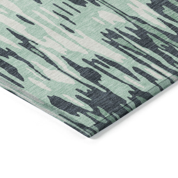 Homeroots 3' Washable Brown Beige And Gray Striped Area Rug For Indoor And Outdoor High Traffic Spaces 3' X 5' Polyester 596704