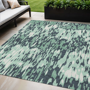 Homeroots 3' Washable Brown Beige And Gray Striped Area Rug For Indoor And Outdoor High Traffic Spaces 5' X 8' Polyester 596705