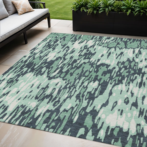 Homeroots 3' Washable Brown Beige And Gray Striped Area Rug For Indoor And Outdoor High Traffic Spaces 5' X 8' Polyester 596705