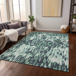 Homeroots 3' Washable Brown Beige And Gray Striped Area Rug For Indoor And Outdoor High Traffic Spaces 5' X 8' Polyester 596705