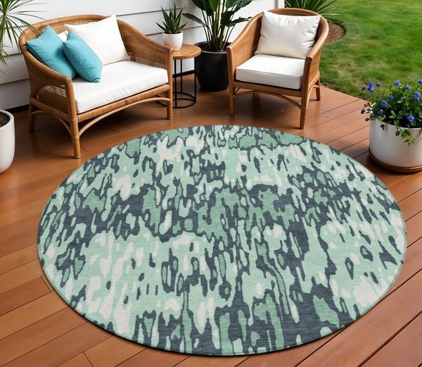 Homeroots 3' Washable Brown Beige And Gray Striped Area Rug For Indoor And Outdoor High Traffic Spaces 8' Round Polyester 596706