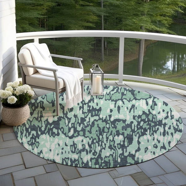 Homeroots 3' Washable Brown Beige And Gray Striped Area Rug For Indoor And Outdoor High Traffic Spaces 8' Round Polyester 596706