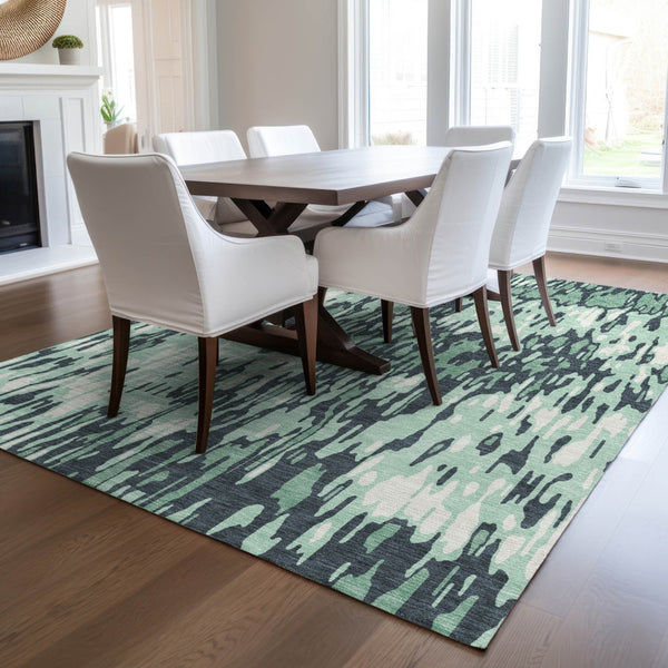 Homeroots 3' Washable Brown Beige And Gray Striped Area Rug For Indoor And Outdoor High Traffic Spaces 9' X 12' Polyester 596708