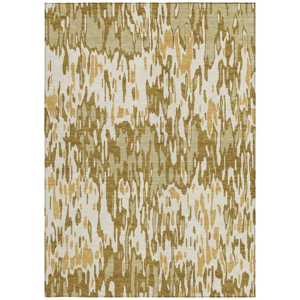 Homeroots 3' Washable Brown Beige And Gray Striped Area Rug For Indoor And Outdoor High Traffic Spaces 3' X 5' Polyester 596710