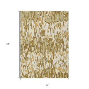 Homeroots 3' Washable Brown Beige And Gray Striped Area Rug For Indoor And Outdoor High Traffic Spaces 3' X 5' Polyester 596710
