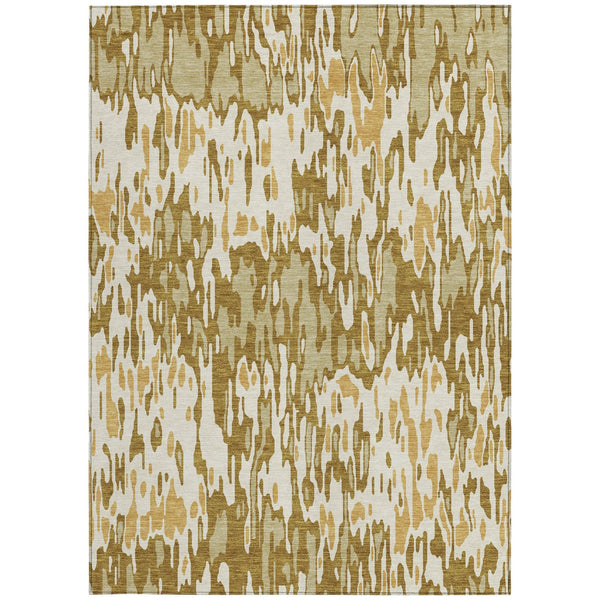 Homeroots 3' Washable Brown Beige And Gray Striped Area Rug For Indoor And Outdoor High Traffic Spaces 5' X 8' Polyester 596711