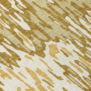 Homeroots 3' Washable Brown Beige And Gray Striped Area Rug For Indoor And Outdoor High Traffic Spaces 8' Round Polyester 596712