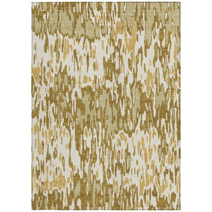 Homeroots 3' Washable Brown Beige And Gray Striped Area Rug For Indoor And Outdoor High Traffic Spaces 8' X 10' Polyester 596713
