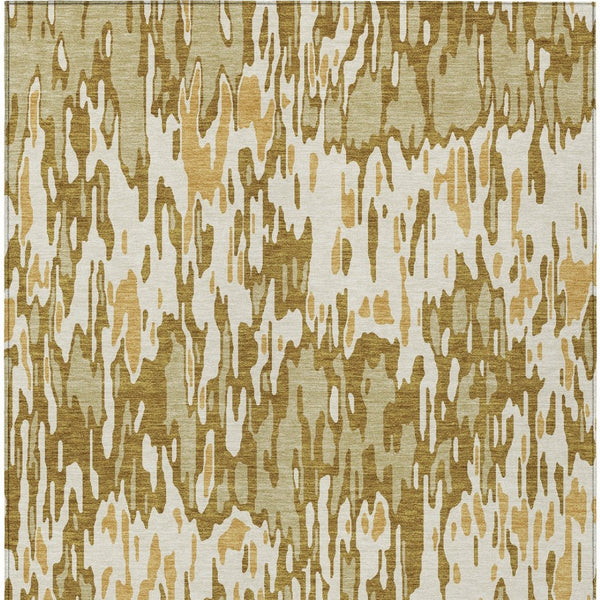Homeroots 3' Washable Brown Beige And Gray Striped Area Rug For Indoor And Outdoor High Traffic Spaces 10' X 14' Polyester 596715