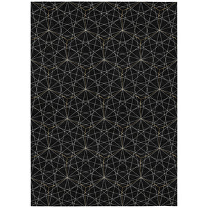 HomeRoots 5' Black and Ivory Geometric Area Rug - Durable, Washable Design for Indoor and Outdoor Spaces 5' X 8' 596717