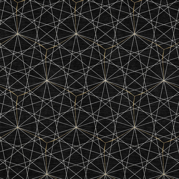 Homeroots 3' Black And Ivory Geometric Washable Area Rug - Perfect For Indoor And Outdoor Spaces, Durable Design 5' X 8' Polyester 596717